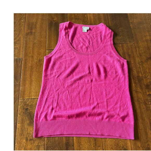 WORTH Women's L Cashmere-Silk Sleeveless Scoop Neck Knit Sweater Vest Pink 90s - Picture 1 of 6